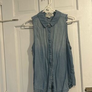 Denim sleeveless button down for summer or layering